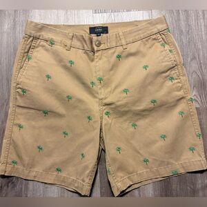 Women´s  J. Crew Palm Tree Embroidered Chino Shorts - Khaki - Size 10.